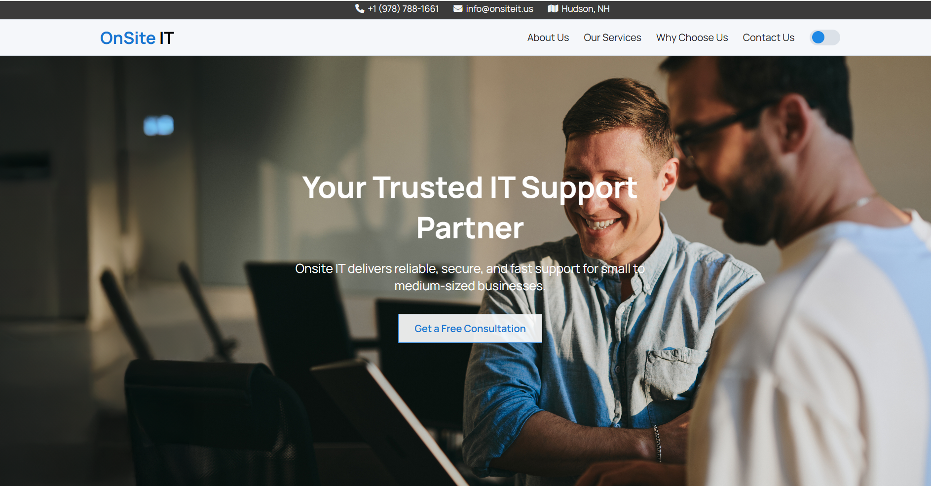 Onsite IT website screenshot